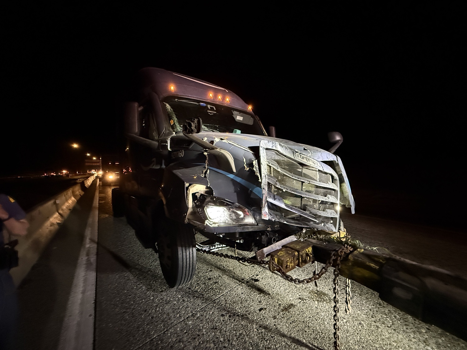 Towing a semi during a diesel spill cleanup